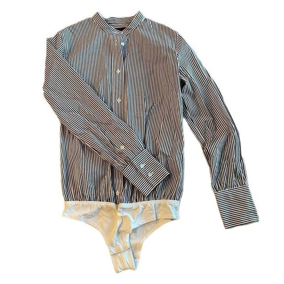 J. Crew Stretch Tailored Perfect Bodysuit in Stripe - Picture 1 of 4